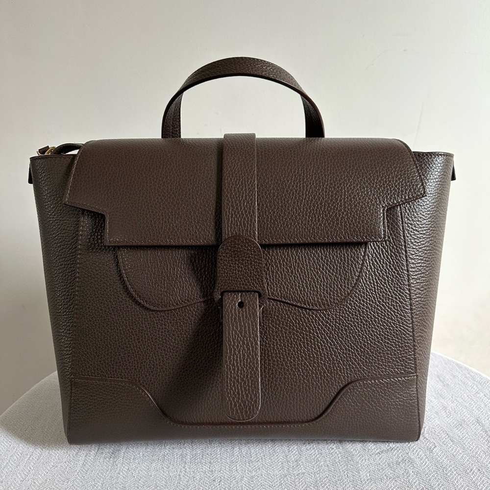 SENREVE MAESTRA BAG IN CHOCOLATE AND GOLD - DOLCE LEATHER